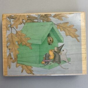 Vintage Tweet Treats for All House Mouse rubber stamp Mudpie Monica Birdhouse